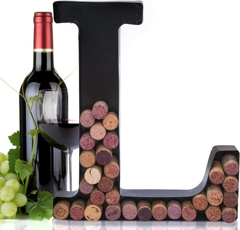 Made Easy Kit Metal Letter Wine Cork Keepsake Saver & Holder Monogram w/Free Wall Mount Kit A-Z (Letter L) - Image 1